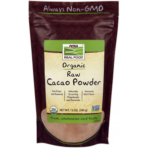 Какао порошок Now Foods Real Food Organic Raw Cacao Powder, органический сырой какао-порошок, 340 г